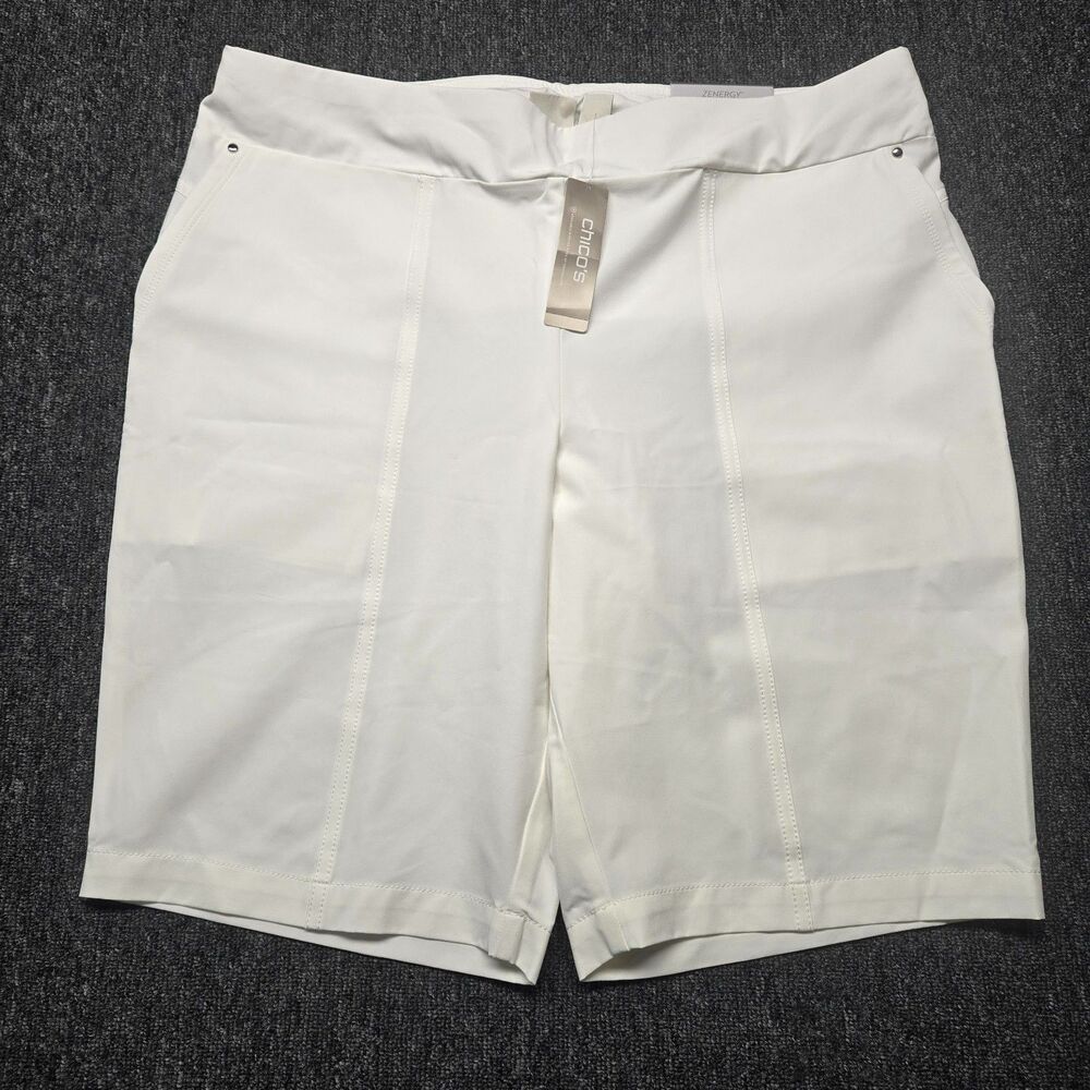 Chico’s Zenergy Neema Ava Shorts 2.5 (US 14) White Pull‑On Stretch Golf NWT